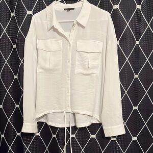 Adrianna Papell Women's White Button-Up Top